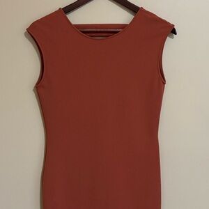 Zara| Terracotta Orange Sleeveless V Back Midi Dress Sz M